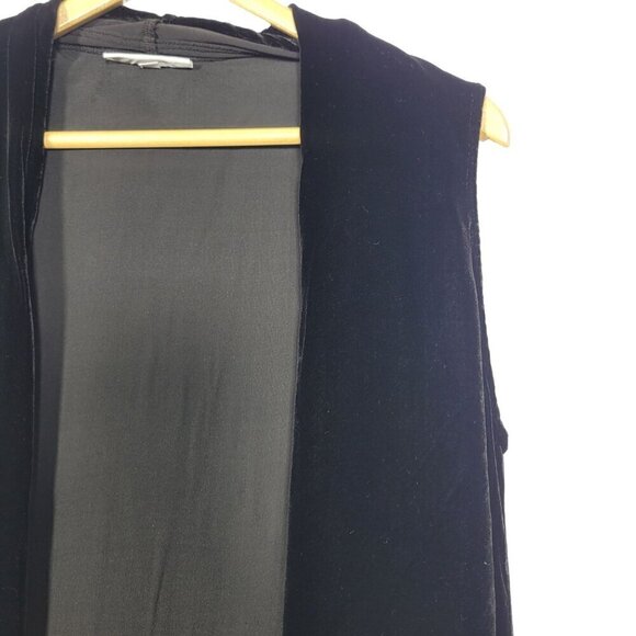 Bryn Walker Women's Silk Blend Black Velvet Sleeveless Long Cardigan Size S - Picture 4 of 10